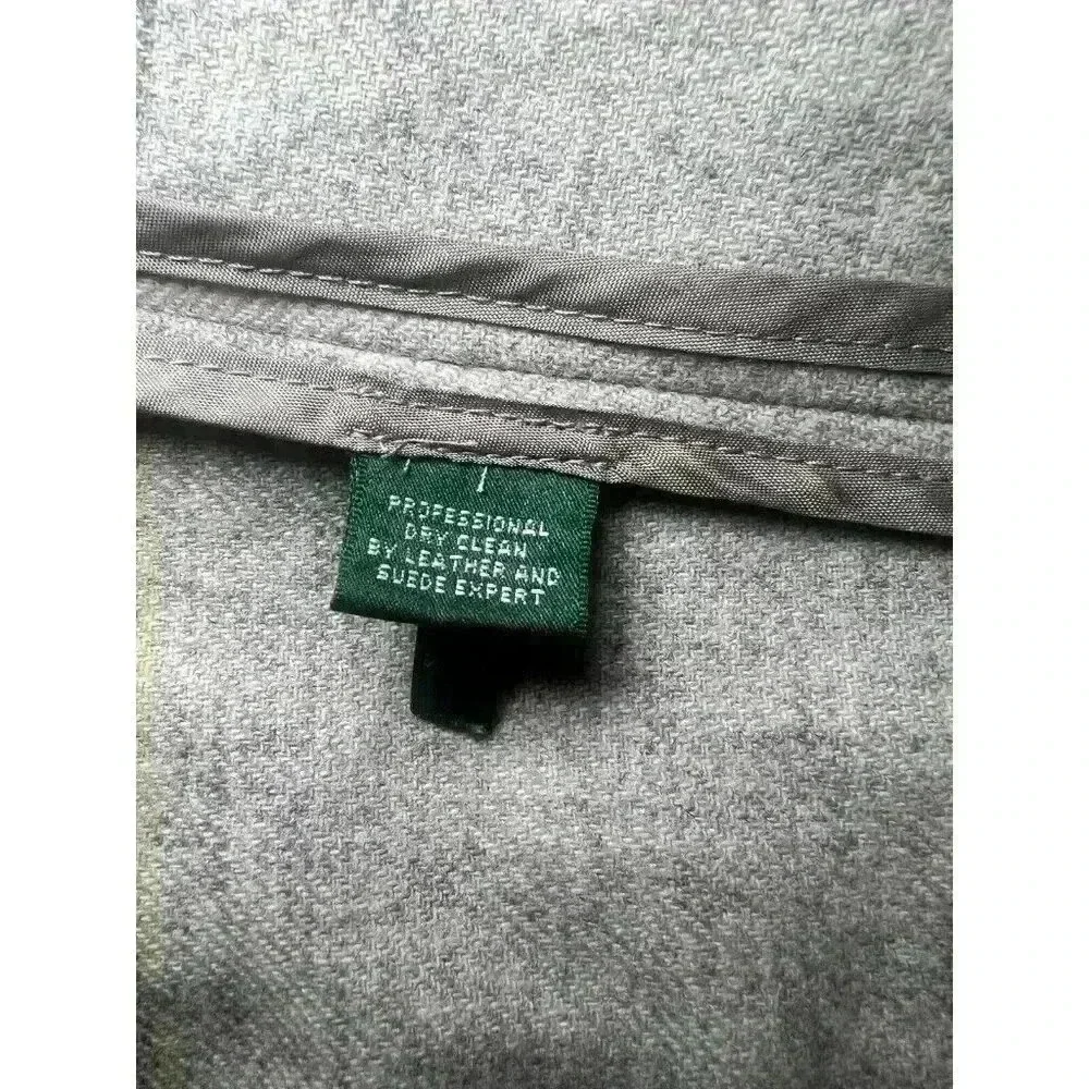 Lauren Ralph Lauren Wool Cashmere Plaid Cape Poncho Suede Trim Gray S/M